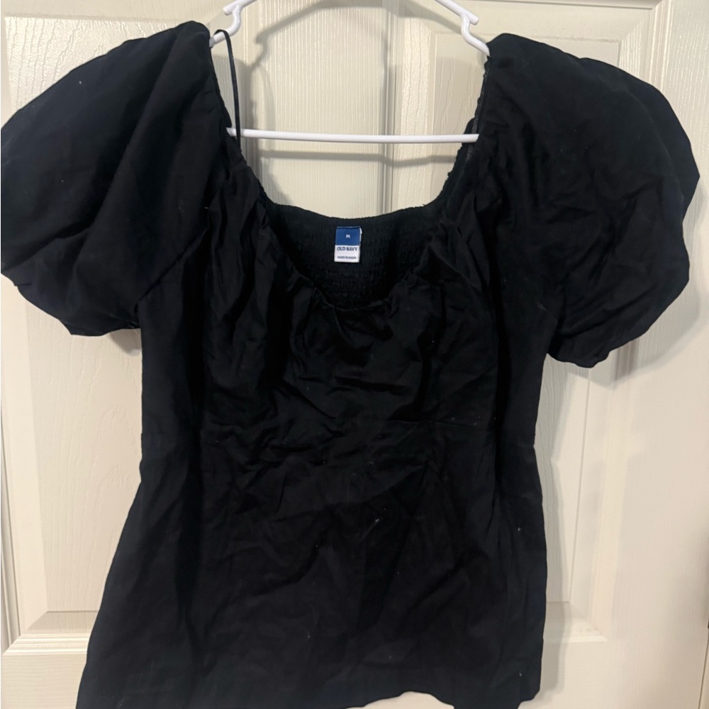 Old Navy Black Puff Sleeve Blouse
